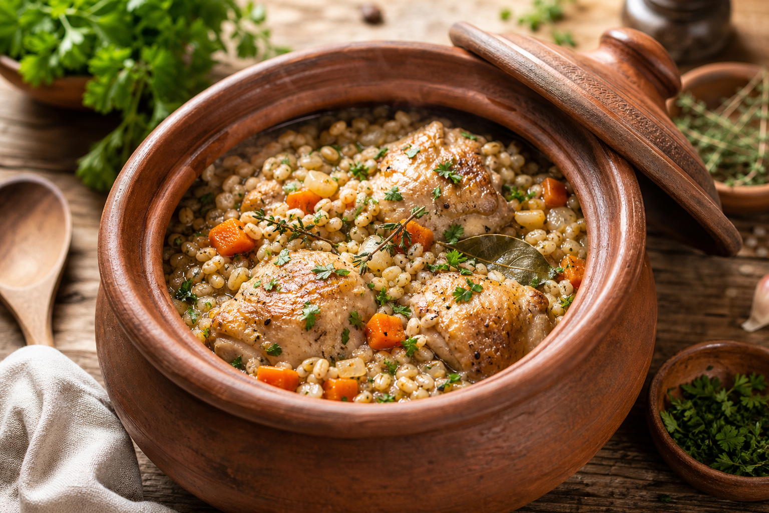 Clay Pot Chicken with Barley