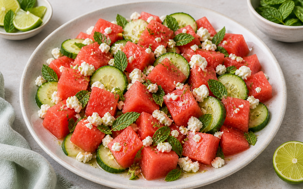 FoxyChef recipe no cook watermelon feta salad