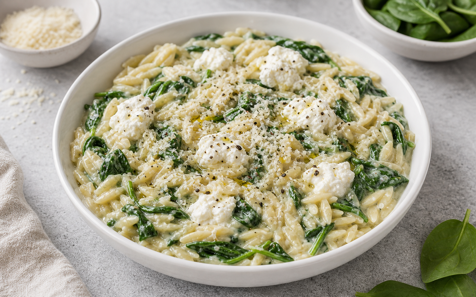 Spinach Ricotta Orzo in One Pot