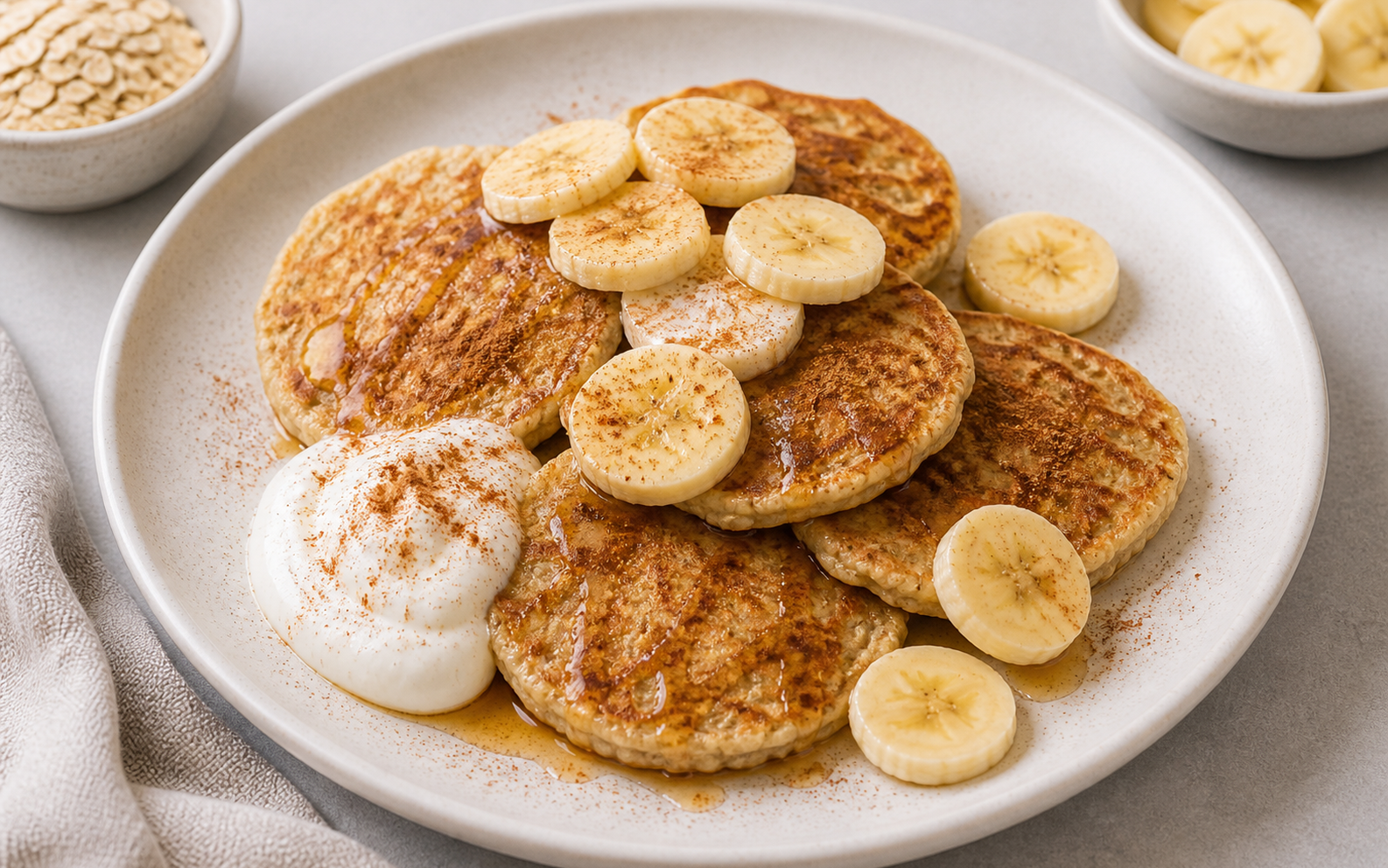 Banana Oat Skillet Pancakes