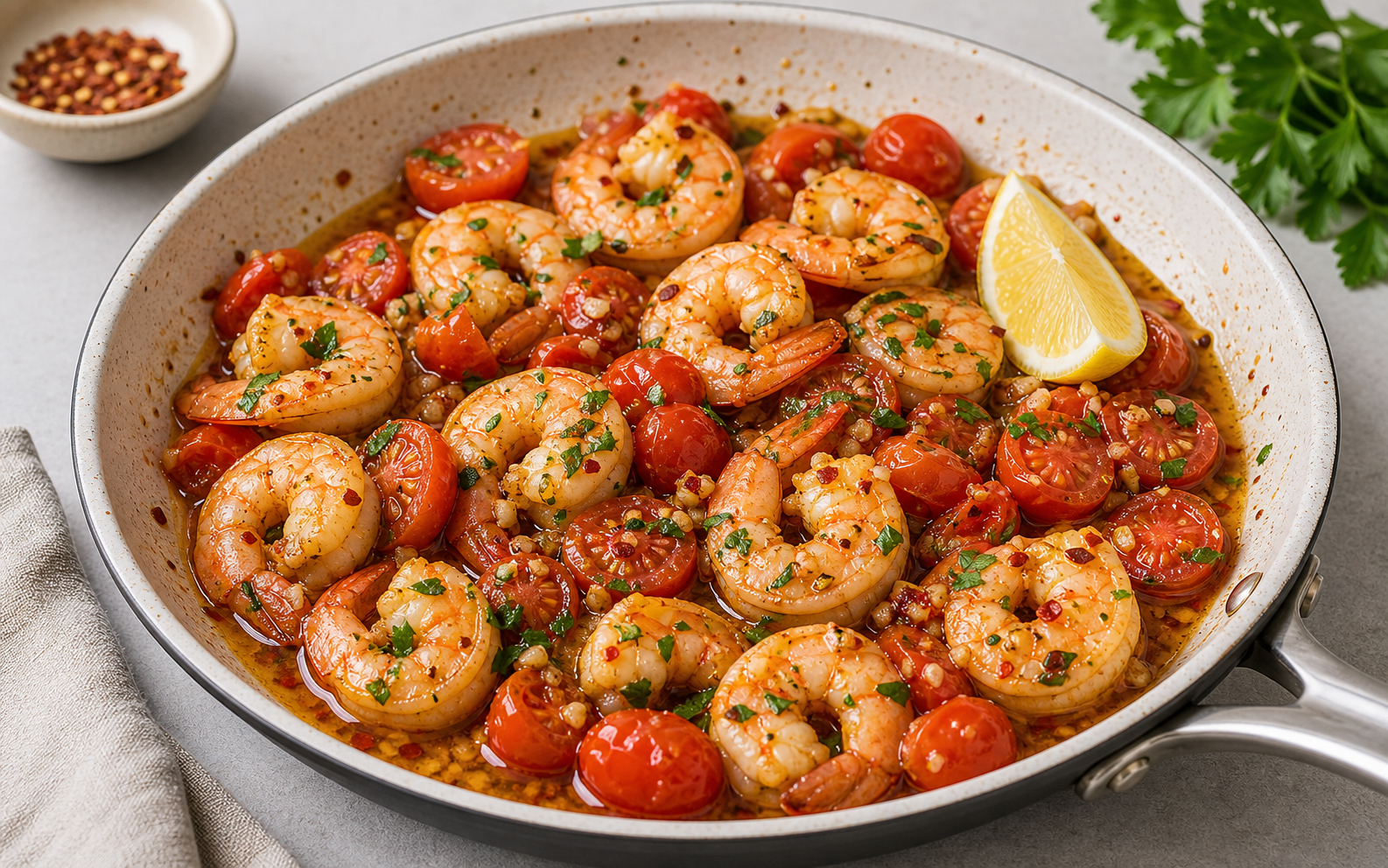 Skillet Shrimp with Tomato and Garlic
