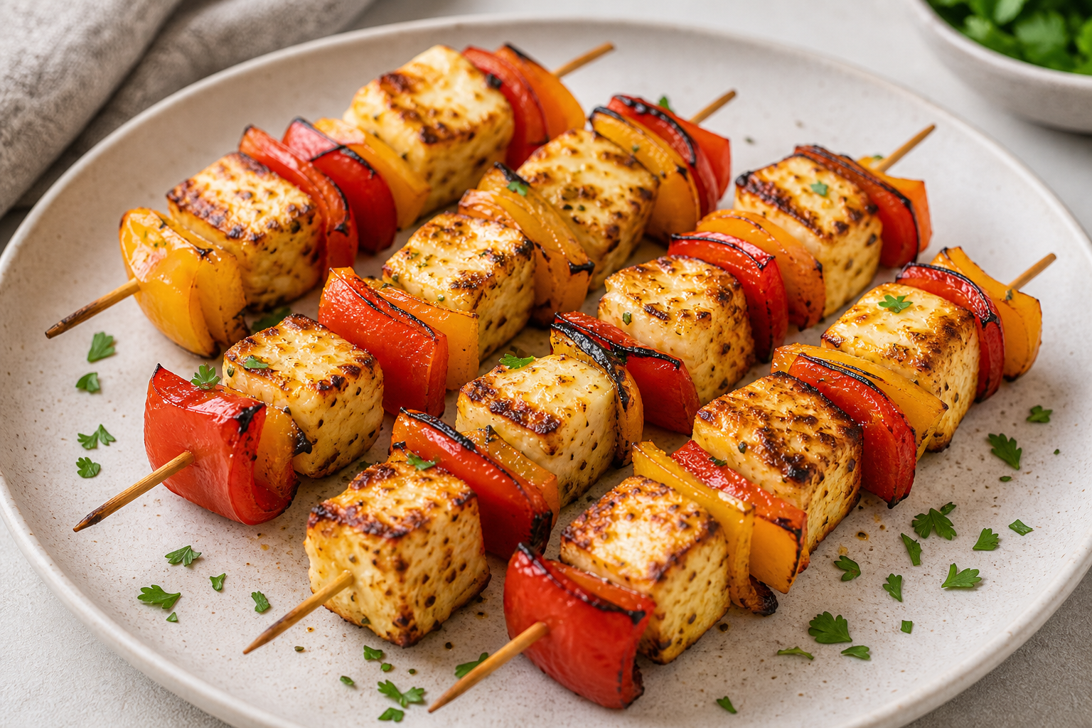 Halloumi and Pepper Skewers