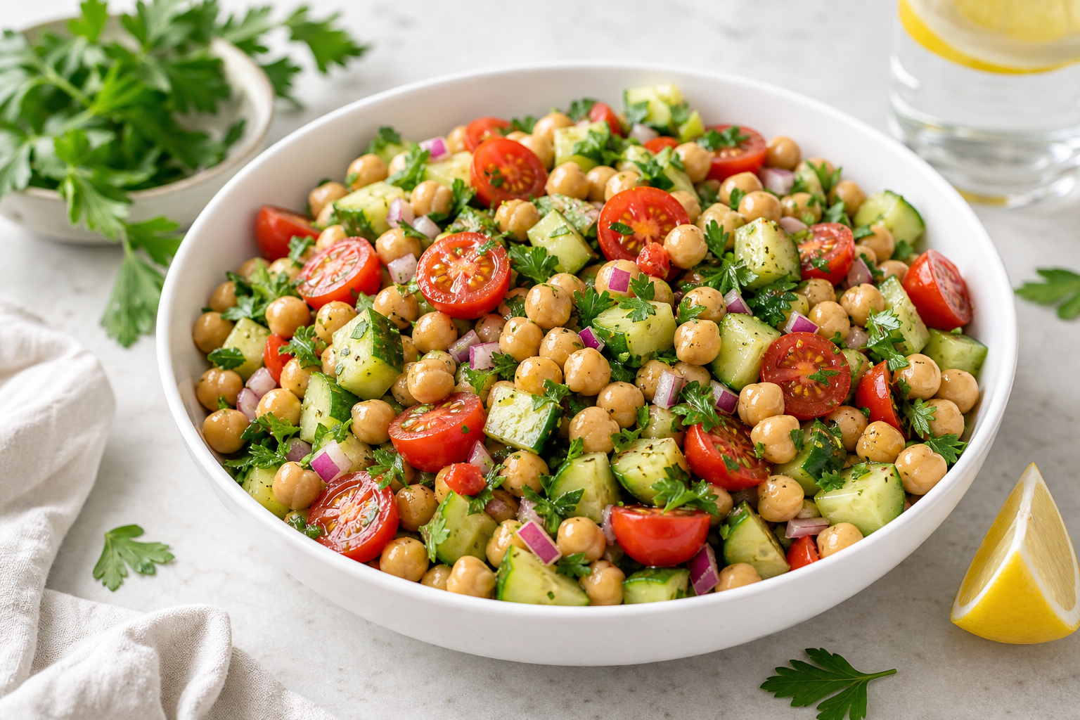 No-Cook Chickpea Cucumber Salad