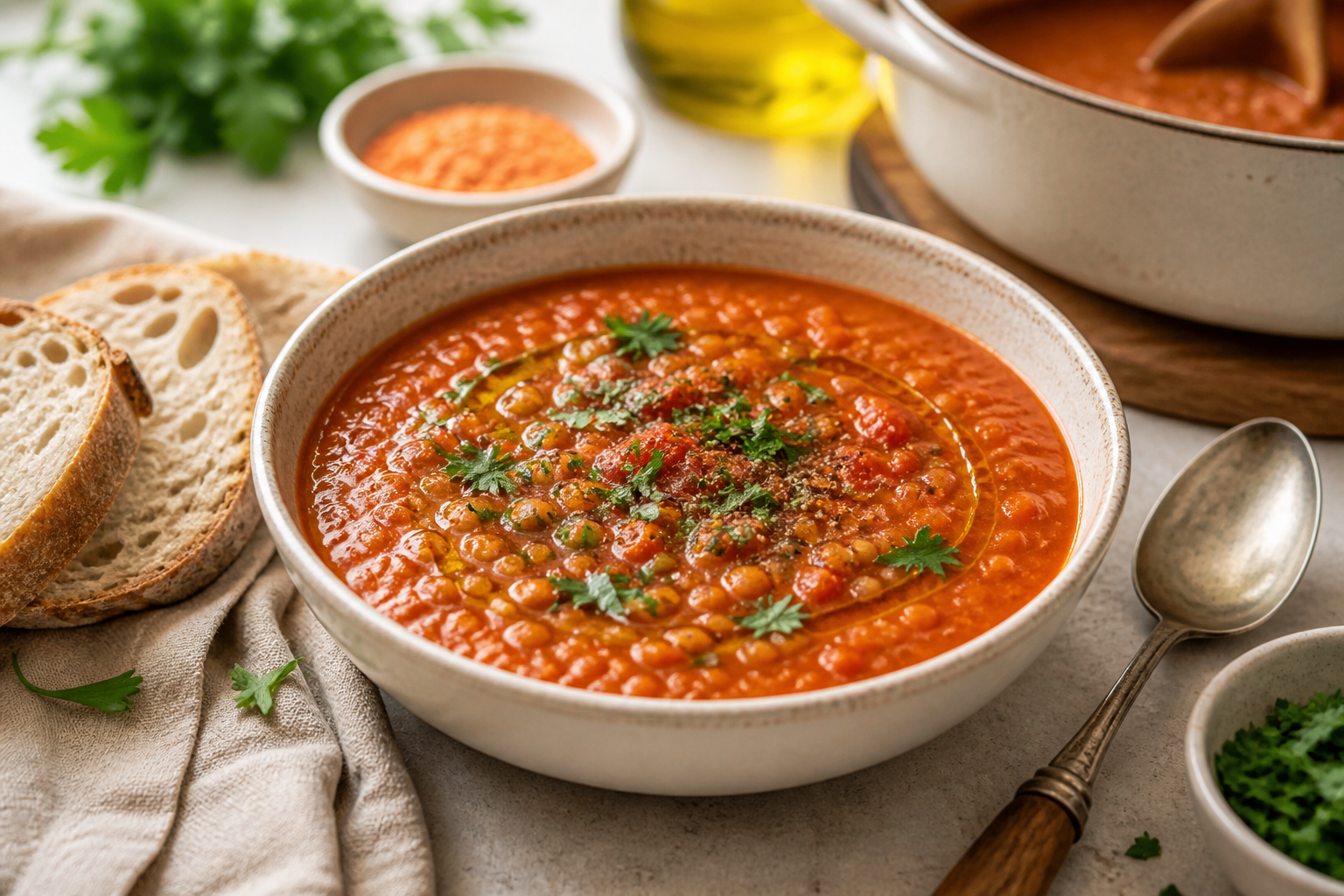Tomato Lentil Soup in a Pot
