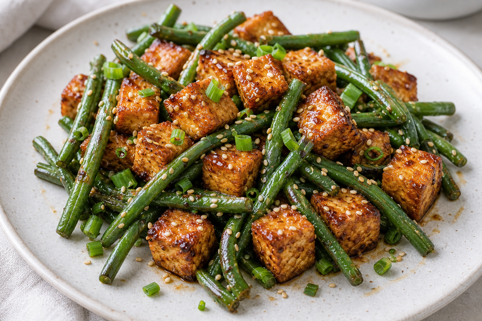 Sesame Tofu with Green Beans