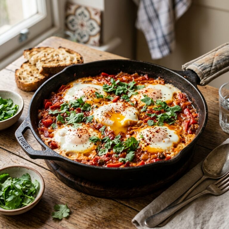 Skillet Shakshuka Poached Eggs