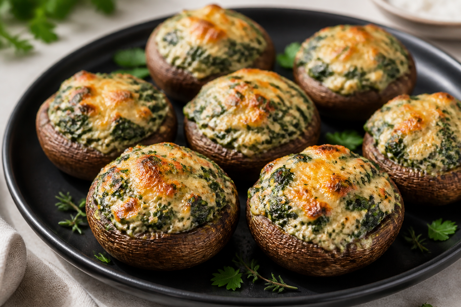 Stuffed Mushrooms with Spinach and Cheese