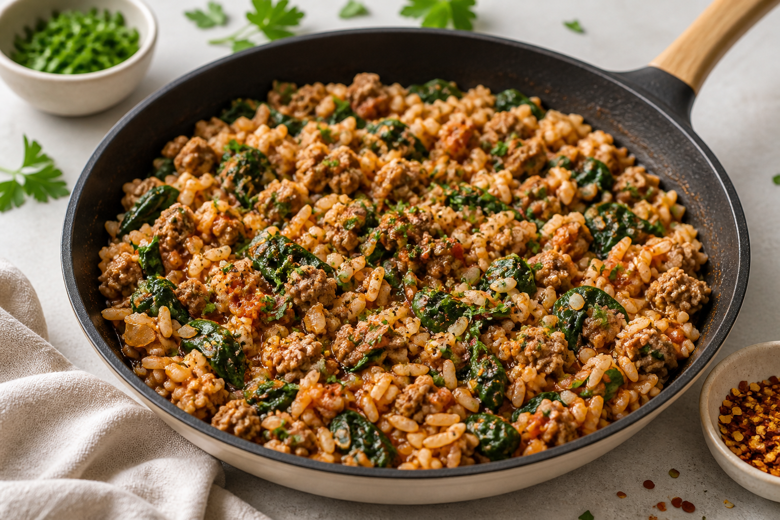 Turkey Spinach Skillet Rice