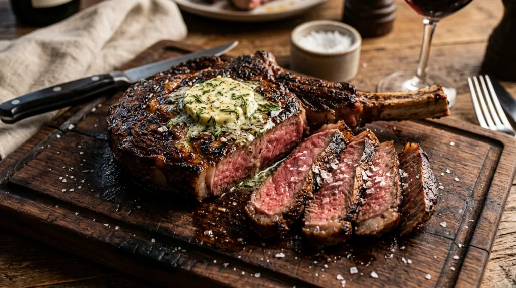 Cast-Iron Seared Ribeye Steak with Herb Compound Butter