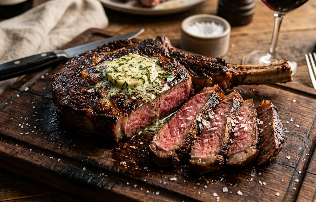 Cast-Iron Seared Ribeye Steak with Herb Compound Butter