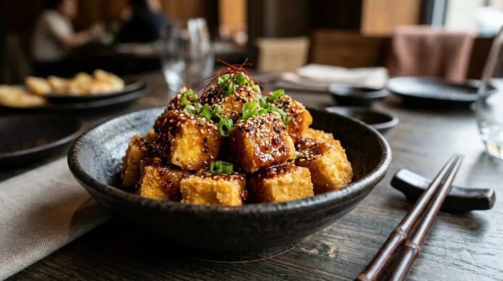 Crispy Air Fryer Tofu with Sweet Sesame Chili Glaze