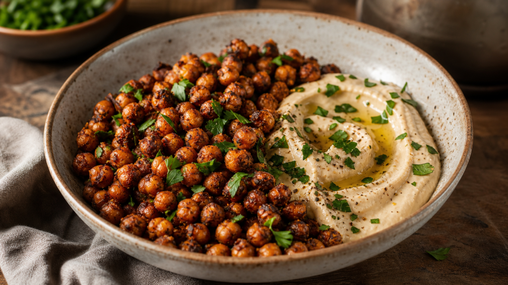 Smoky Crispy Chickpeas With Tahini Dip