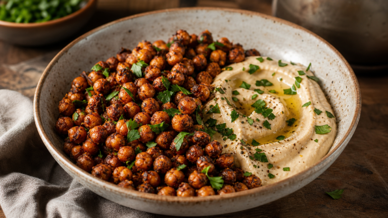 Smoky Crispy Chickpeas With Tahini Dip