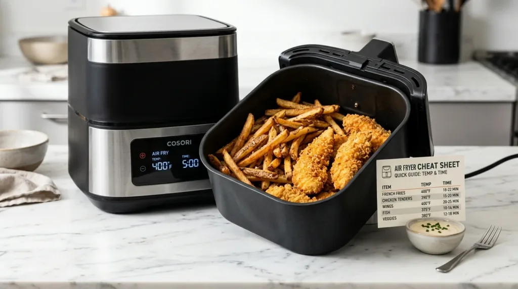 Air fryer reheating times cheat sheet and crispy chicken tenders