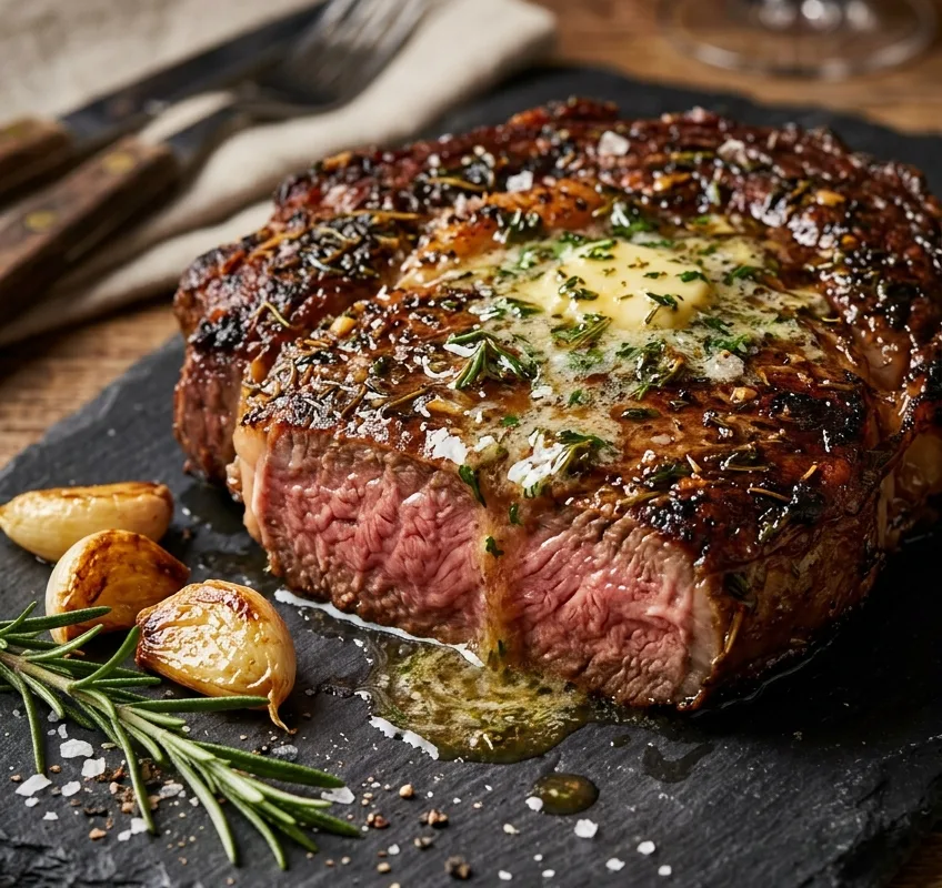15-Minute Garlic Butter Air Fryer Steak with Crispy Herb Crust