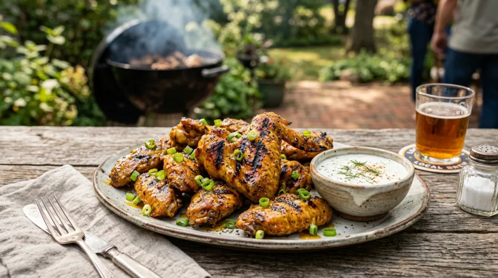 Crispy Grilled Chicken Wings with Carolina Gold BBQ Glaze