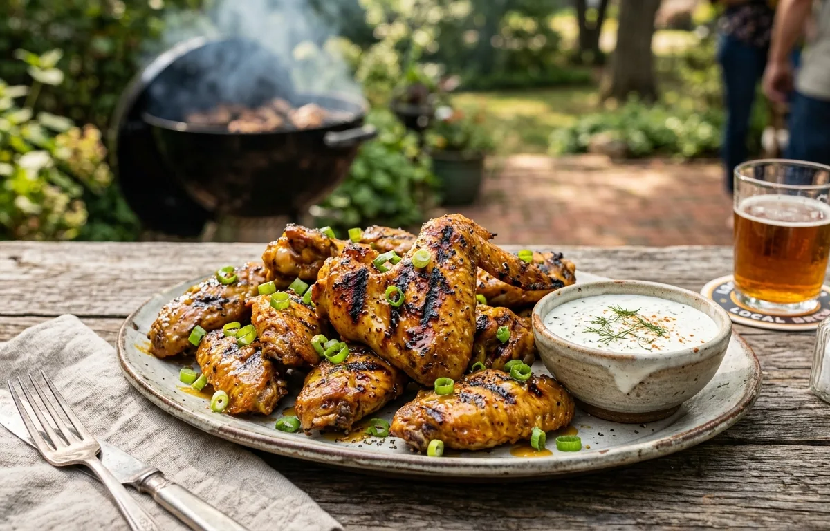 Crispy Grilled Chicken Wings with Carolina Gold BBQ Glaze