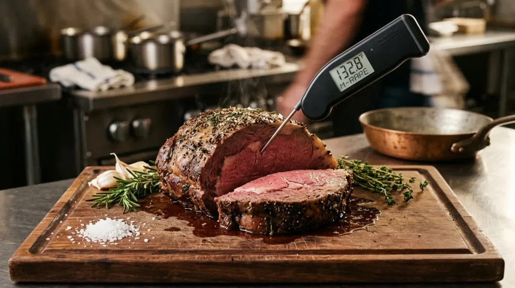 Internal meat temperatures precision thermometer and roast beef