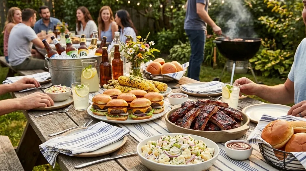 Labor day backyard BBQ cookout feast menu for eight